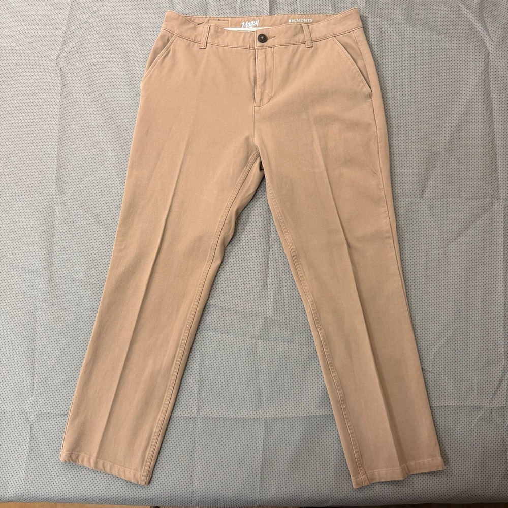 Mugsy Belmonts Chino Pants Men 32x26 Tan Khaki Straight Stretch Casual Trousers